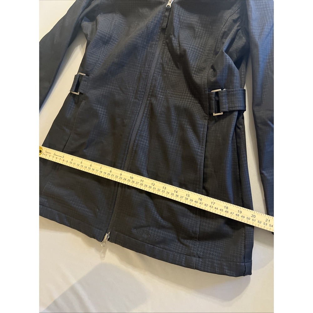 Size S 4-6 Women's Free Tech Black Hooded Full Zip Jacket Soft Shell Mint C - Picture 5 of 7